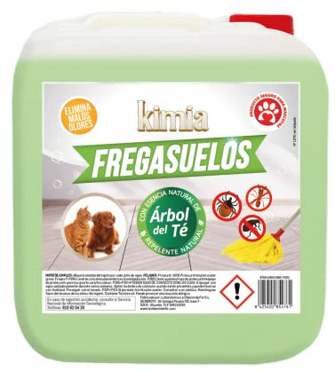 KIMIA - Fregasuelos Profesional 5L | Limpiasuelos Mascotas | Friegasuelos Concentrado con Esencia de Arbol de Té | Especial Perros y Gatos | Todo Tipo de Superficies | Limpieza Profunda | Sin Aclarado