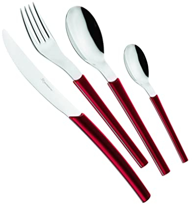 EME POSATERIE Loto Bordeaux 10- Set di Posate da Tavola in acciaio inox 18/10, per 4 persone, 16 pezzi