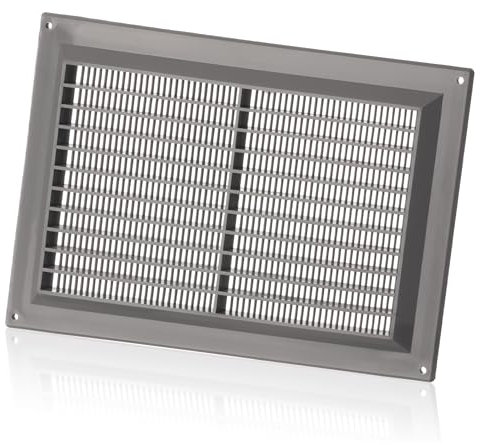 250x170mm Griglia Ventilazione in Plastica ABS Grigia con Zanzariera - Griglie Aerazione Rettangolari