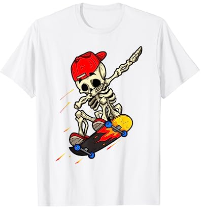 Cooles Skelett mit Skateboard T-Shirt