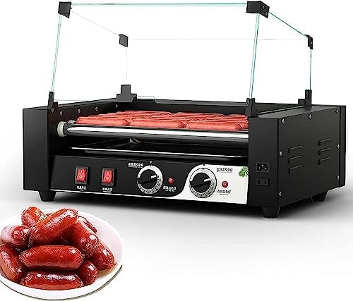 hot Dog Roller for Grill Commercial 7/9 Rollers Sausage Maker Hot Dog Roller Machine, Non-Stick Automatic Sausage Roaster, for Hot Dogs, Egg Rolls, Veggie Dogs, Sausages, Brats (Color : Normal, Size