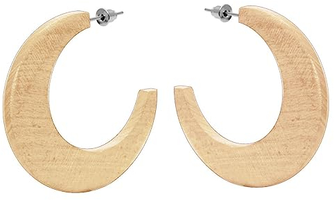 Soul-Cats 1 Paar Statement Holz Creolen braun große Ohrringe Natur Ethno Boho Style Hoops, Farbe: natur