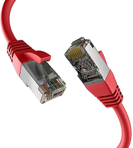 EFB-Elektronik - CAT. 8 Netzwerkkabel bis zu 40 Gbit - 10 m LAN Kabel Ethernet Kabel Patchkabel mit Knickschutz - PoE Übertragung von Daten und Strom - RJ45 Anschluss, S/FTP PIMF Schirmung - Rot