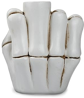 Mittelfinger Kerzenhalter Skelett Hand Harz Totenkopf Dekor für Kerzenständer Lustige, neuartige Gothic Halloween Dekoration für die Spukhaus Grusel Party