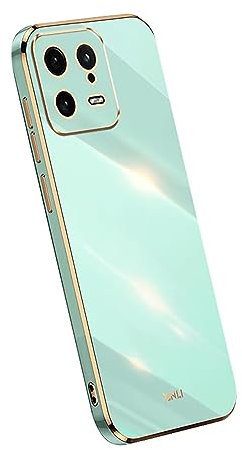 JIAFEI Hülle für Xiaomi 13T / 13T Pro, Goldenem Überzug Rand Design TPU Silikon Stoßfest Bumper Handyhülle. Grün