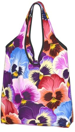Bolsas de compras, bolsas de comestibles reutilizables, bolsas de asas plegables, bolsa de transporte grande, pensamientos lavables