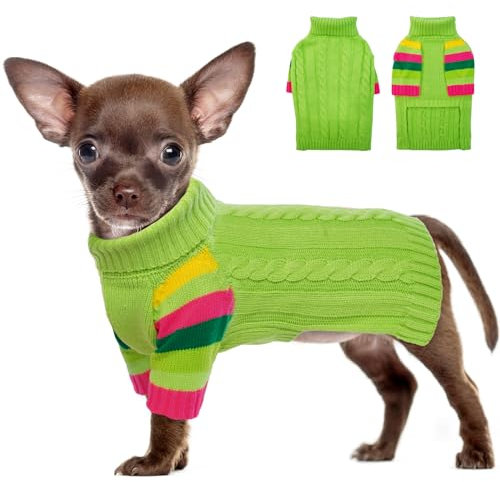 IECOii Hundepullover,Warmer Hundepullover Kleine Hunde,Rollkragen Strickpullover Hund Pullover, Gestrickt Hundebekleidung für Welpe und Katzen,Herbst Winter Yorkshire Chihuahua Kleidung