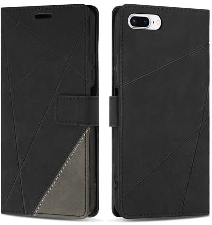 SONWO Case for iPhone 8 Plus/iPhone 7 Plus/iPhone 6 Plus, Premium PU Leather Flip Wallet Case Cover with Magnetic Closure and Card Slots, Phone Case for iPhone 8 Plus / 7 Plus / 6 Plus, Black