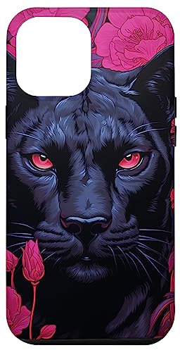 Hülle für iPhone 14 Plus Schutzhülle für Mobiltelefon, Motiv: Panther, Blumenmotiv, Pink