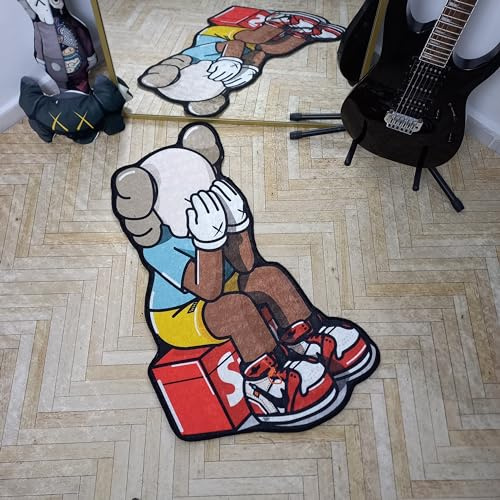 Lumirug Hypebeast Carpet Sneaker Rug Street Fashion Urban Style Men’s Bedroom Nonslip Washable Mat Sneakerhead Decor for Living Room Hype Fan Gift (Fabric Quality, 70 x 120 cm)