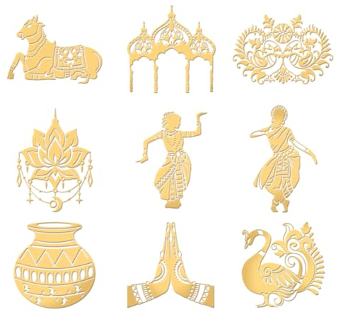 OLYCRAFT 9 Stück 4x4cm Goldene Metall Aufkleber Indien Themen Aufkleber Selbstklebende Frau Mandala Aufkleber Goldene Aufkleber Für DIY Sammelalben harz Dekoration