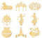 OLYCRAFT 9 Stück 4x4cm Goldene Metall Aufkleber Indien Themen Aufkleber Selbstklebende Frau Mandala Aufkleber Goldene Aufkleber Für DIY Sammelalben harz Dekoration