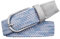 PACDE 3 cm breiter geflochtener Stretch-Damengürtel, flippige Farben, elastisch, gewebtes Rindsleder, Dornschließe, keine Löcher, Canvas-Gürtel, Hellblau / Weiß, 105cm