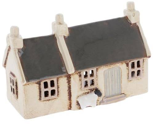 Shudehill Giftware Village Pottery Photophore en céramique Collection House Croft Houses – Rouge, chaume, Paille, Bleu Marine, Ardoise, crème ou Gris (Toit en Ardoise)