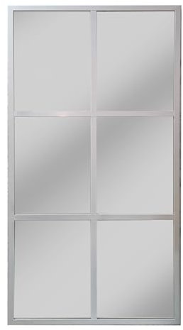 THEROSE Espejo Ventana Negro, Espejo Industrial, Aluminio Negro, 120 x 60 cm (Blanco)