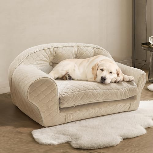 Rucener Hundesofa für Mittlere und Große Hunde, L 100 * 45 * 55CM, Aus Schwamm und Samt, Luxuriöse Couch Modern Flanell Sofa