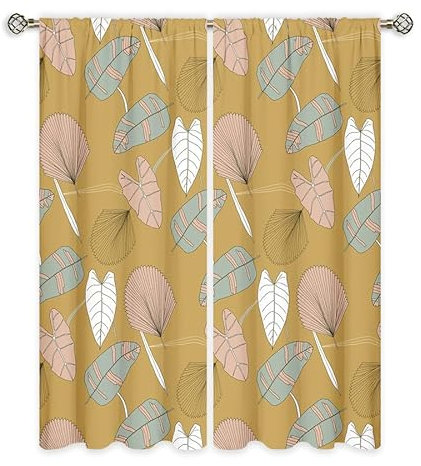 Curtain Senf Gelb Rosa Blackout Curtain Weich Vorhang mit ösen Waschbar Gardinen Wohnzimmer Blackout Vorhang Curtains Living Room Scheibengardinen Verdunklungsvorhänge Vorhänge 2x140x160