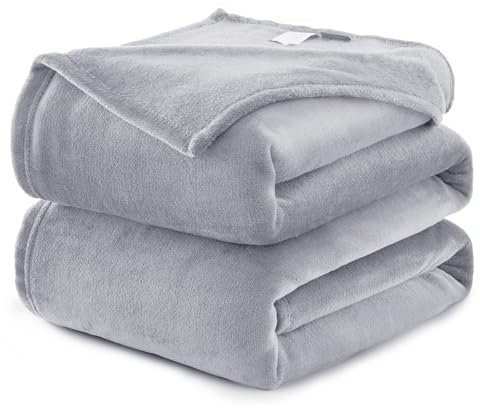 WAVVE Kuscheldecke Flauschig Decke Fleecedecke - Sofadecke Hellgrau 220x240 cm Wohndecke Couchdecke Weich,Warm XXL Groß Decke Sofa Leicht
