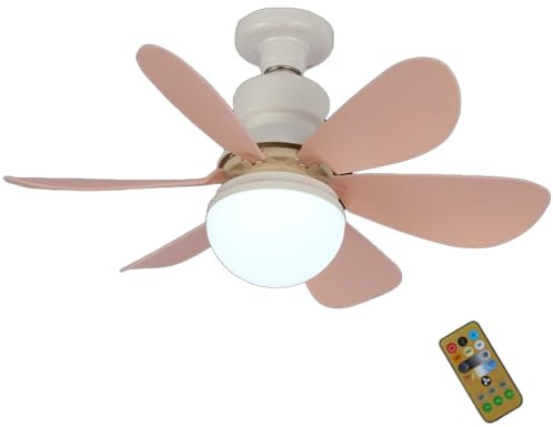 Ceiling Fans with Lights and Remote Control, Fan Lights Ceiling for Bedroom, 30W Ceiling Lights Dimmable, 3 Speeds 3 Colors (3000-6500K) LED Ceiling Light, Ceiling Fan Light for Home Office (Pink)