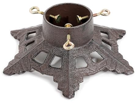 Sungmor Weihnachtsbaumständer aus Gusseisen, robuster Baumständer für künstlichen Baum und echten Baum, Vintage-Schneeflocken-Muster, Metall, Weihnachtsbaumsockel, hält bis zu 2,4 m Durchmesser, 10,2