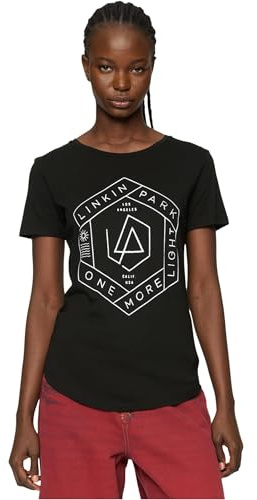 Linkin Park Damen T-Shirt One More Light Tee, enganliegend, mit Logo, Band Name und Songtext Print