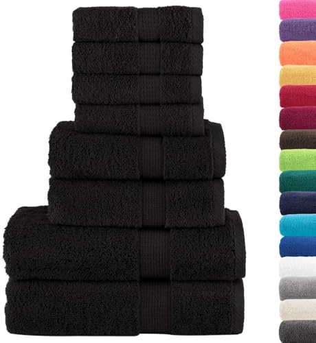 vidaXL 8 TLG. Premium-Handtuch-Set SOLUND Schwarz 600 g/m²