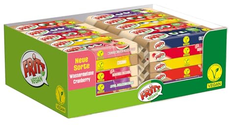FRITT Vegan 50 x 56g, 100% Vegane Kaubonbons mit Vitamin C in 6 verschiedenen Sorten, vegane Süßigkeiten ohne Gelantine, mit neuer Sorte