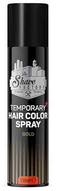 THE SHAVE FACTORY Temporäres Haarspray – Gold 150ml – Auswaschbares Haarspray für Jungen & Mädchen – Kinderfreundliche Temporäre Haarfarbe für Cosplay, Partys & Verkleidungen