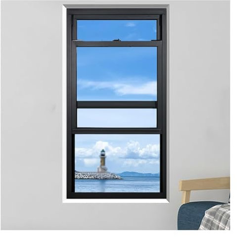 pujindu Ventana de repuesto, ventana deslizante de aleación de aluminio hacia arriba y hacia abajo, ventanas de montaje empotrado para cocina y baño (50 x 50 cm)