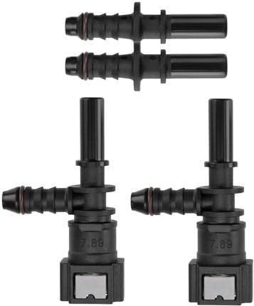 SG Store 2 Sets 7.89 ID6 Elbow Fuel Line Hose Quick Release Tee Fitting Female Connector with Straight Male Connector Suitable for Automotive Fuel Pipe