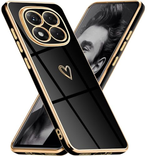 Mkej Funda para Xiaomi Redmi Note 14 Pro 5G, Bonito Diseño Patrón Corazón Suave Silicona de Galvanoplastia Carcasa con Protección Cámara, Ultrafino Elegante Color Enchapado Case