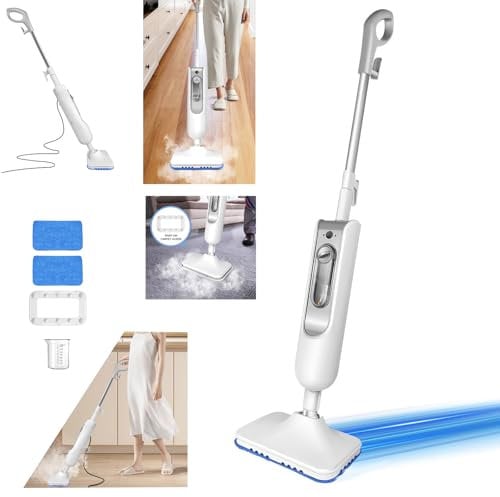 Banas 1500W Electric Steam Mop, 2-Gear Steam Volume Adjustable, 20s Rapid Heating, 400ml Water Tank, with 2 Reusable Pads - Integrated Design, Multi-Floors & Carpets Cleaning, Max Steam Volume 28g/min