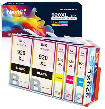 Nestink 920xl Druckerpatronen (2 Schwarz 1 Cyan 1 Magenta 1 Gelb) Kompatible HP920 920 XL HP 920xl Druckerpatronen, Kompatibel mit HP Officejet 6000 6500 6500A 7000 7500 7500A Drucker