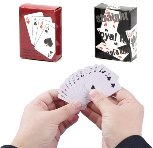 SGERUFZ 2 Decks Mini Spielkarten, Miniatur Pokerkarten für Kinder & Erwachsene, Kleine Spielkarten Mini Kartenspiel, Puppenhaus Möbel Zubehör