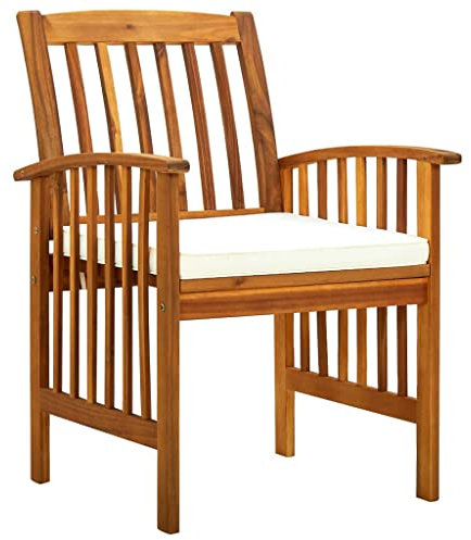 Genérico Wenjingqi 312128 Esszimmerstühle mit Kissen, Massivholz, Akazie, 2 Stück