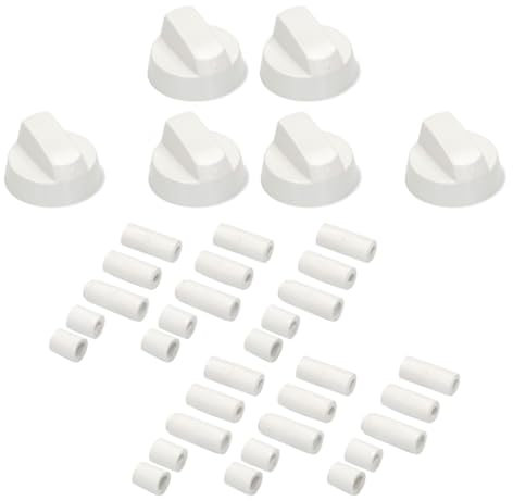 SOS Accessoire Lot de 6 boutons de four blanc universel avec 30 adaptateurs pour Four, cuisinière TOUTES MARQUES 3666356129757