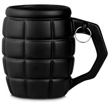 Froster Gigantic Hand Grenade Mug, Black, 790 ml, XXL Hand Grenade Mug, Large Coffee Cup 3D in Grenade Shape