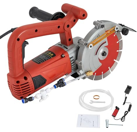 HUOMMGS Betonsäge 4800W Elektrisch Betonschneider 71mm Schnitttiefe Trocken und Nassschneider mit 190mm Sägeblatt Upgrade Steintrennmaschine mit Wasser Pumpe/Rohr 5000U/Min Steinsäge für Beton