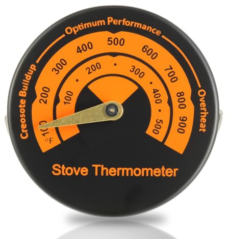 HUAREW Kaminofen Thermometer Magnetisch, Magnetische Ofen Thermometer Für Ofenrohr, Holzscheite, Kamin, Holzofen-Zubehör, zur Überwachung und Optimierung des Wirkungsgrades des Ofens