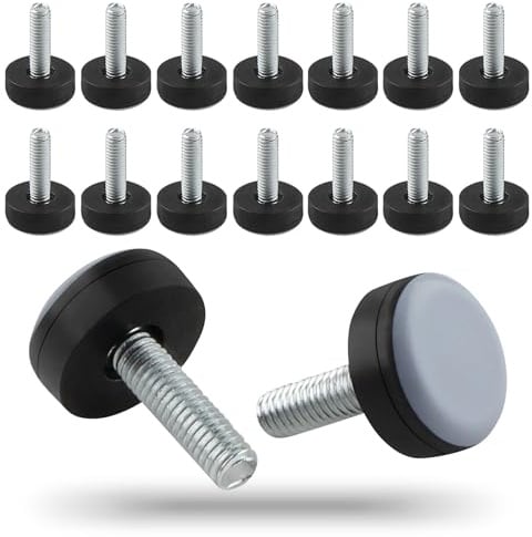 DXLing 16 Stück Teflongleiter 20mm mit Gewinde M6 Teflon Möbelfüße mit Gewinde M6 Möbelgleiter PTFE Runden Möbelgleiter Bodengleiter PTFE Teppichgleiter für Stühle Tisch Möbel Böden