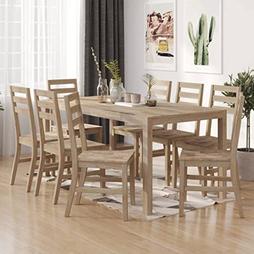 QZZCED Esszimmerstühle, 8 Stück, massives Akazienholz, Set mit 2 Esszimmerstühlen aus Akazienholz, robust und stabil, einfache Montage und Reinigung.