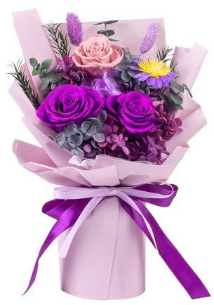 Ewige Rose Blumenstrauß,Konservierte Echt Blumen Rosestrauß in Geschenkbox,Geschenke für Mutter, Freundin, Ehefrau,Geschenke für Valentinstag, Muttertag, Weihnachten,Jahrestag und Geburtstag