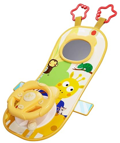 Odoukey Jouets de siège de Voiture orientés vers l'arrière, Jouet Volant pour bébé à Rotation à 360 ° avec lumières Musicales Miroir et Sons Conduite pour 12 Mois et Plus siège arrière Voiture pour