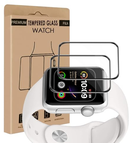 Cable Leader 2 Pack Verre Trempé pour Apple Watch Series 4/5/6/SE/SE2/SE3 40mm, Tactile sensible Protection écran, Anti-Taches, TPU Anti Rayures, HD Claire Sans Bulle Apple Watch 40mm Vitre Protection