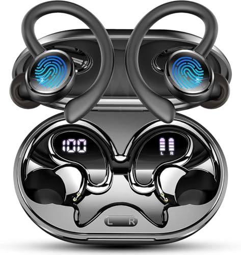 2026 Ecouteurs Bluetooth sans Fil Sport, Écouteur Bluetooth 5.4 avec HiFi Stéréo, 50H Écouteur Bluetooth 4 ENC Réduction Bruit Mic, IP7 Étanche Oreillette Bluetooth, Écran LED Casque pour Running