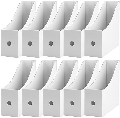 Wozzies A4 Zeitschriftenhalter Kraftpapier,10 Stück Zeitschriftensammle Aktenhalter Schreibtisch Stehsammler Pappe Schreibtisch Organizer für Datei Ordner Schreibwaren Bürobedarf (Weiß)