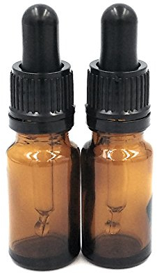 Two 10ml Amber Glass Bottles with Dropper Pipettes