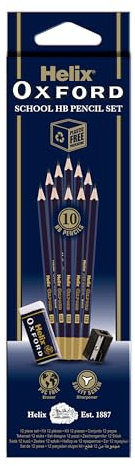 Helix Oxford X10 HB Pencils with Plastic Sharpener and Eraser