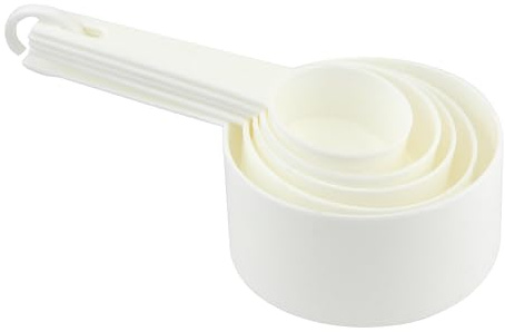 Apollo Measuring Cups, White, 16.5x6x8.6, T7839 | with Ring, for Baking Liquids and Dry ingredients, General Multi Use for Kitchen, Space Saving Baking Tools, White