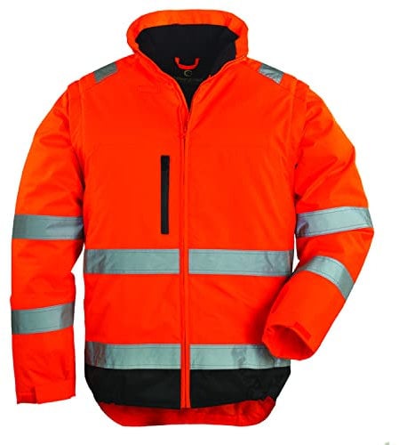 Jacke Hi-Viz mit Fleece-Futter Warnschutzjacke Oxford orange/schwarz XL